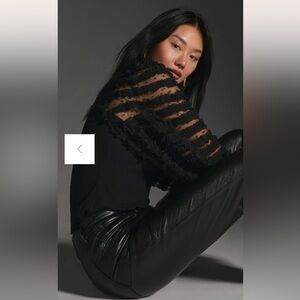 XL NWT Anthropologie Black Sheer Sleeve Top